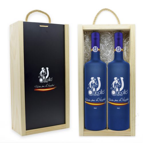 Estuche de Madera 2 Botellas Fino El Caballo Cordobés